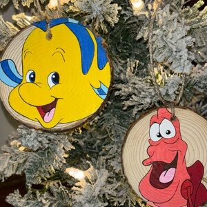 Hand-Painted Disney Ornaments - Flounder and Sebastian